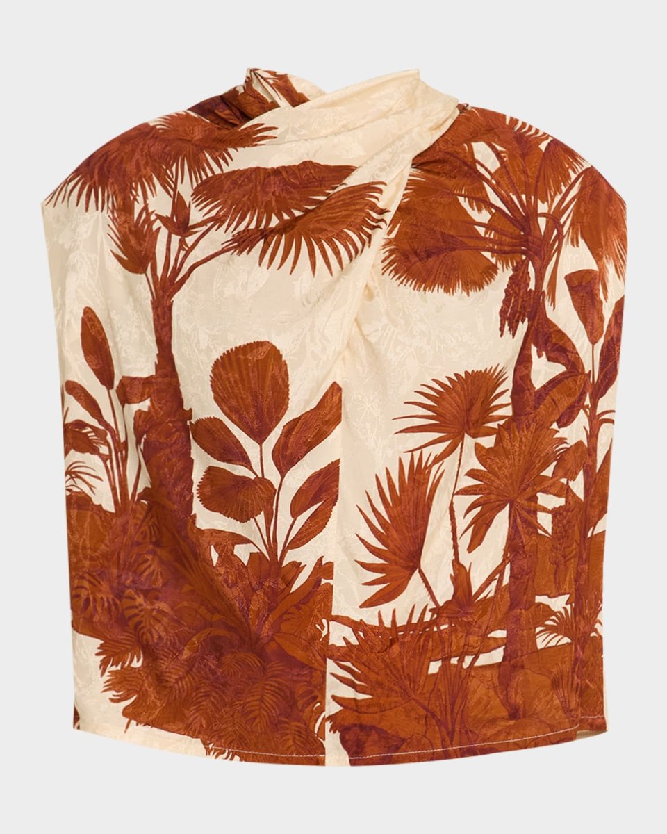 Island Stories Jacquard Cowl-Neck Sleeveless Top